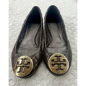 Tory Burch womens brown medallion flats size 6